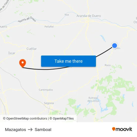 Mazagatos to Samboal map