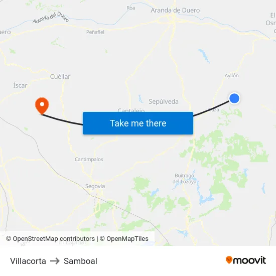 Villacorta to Samboal map