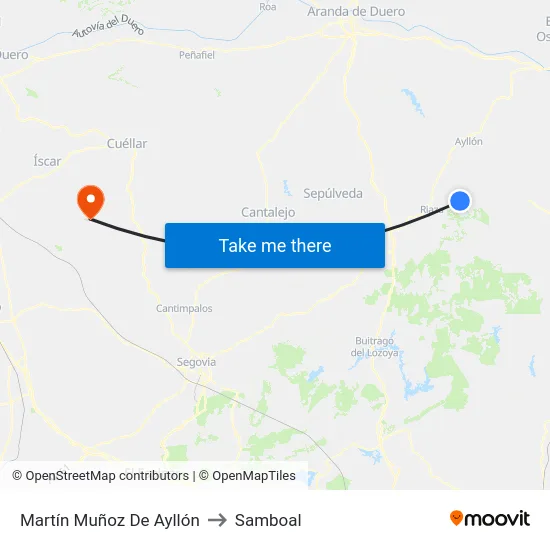 Martín Muñoz De Ayllón to Samboal map