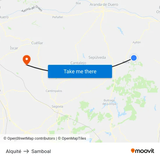 Alquité to Samboal map