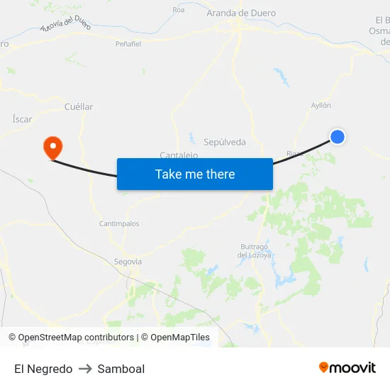 El Negredo to Samboal map