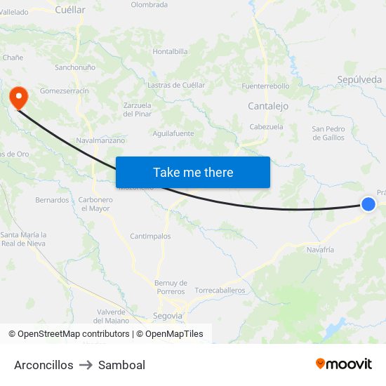 Arconcillos to Samboal map