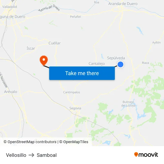 Vellosillo to Samboal map