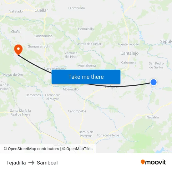 Tejadilla to Samboal map