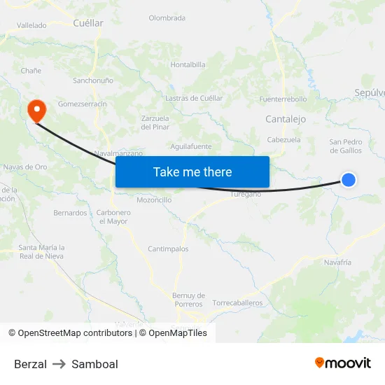Berzal to Samboal map