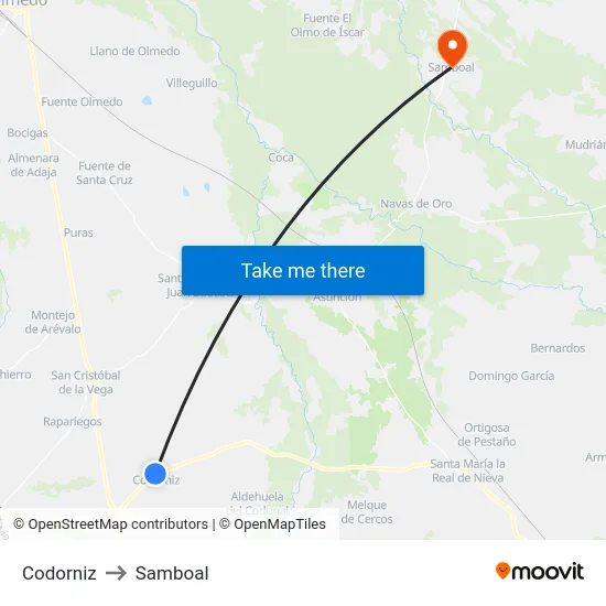 Codorniz to Samboal map