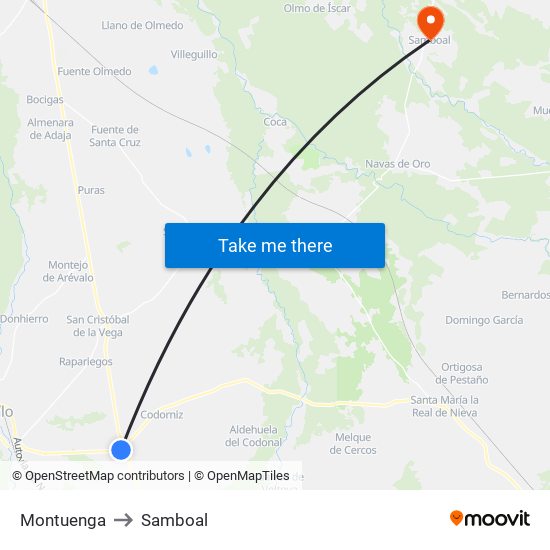 Montuenga to Samboal map