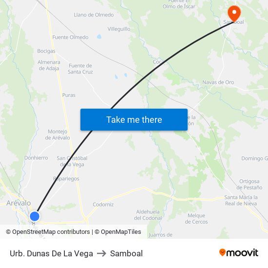 Urb. Dunas De La Vega to Samboal map