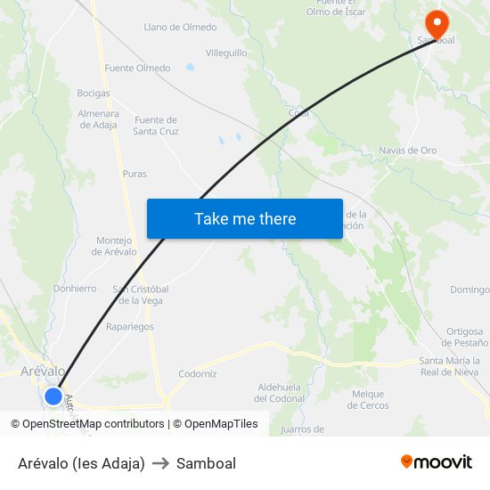 Arévalo (Ies Adaja) to Samboal map