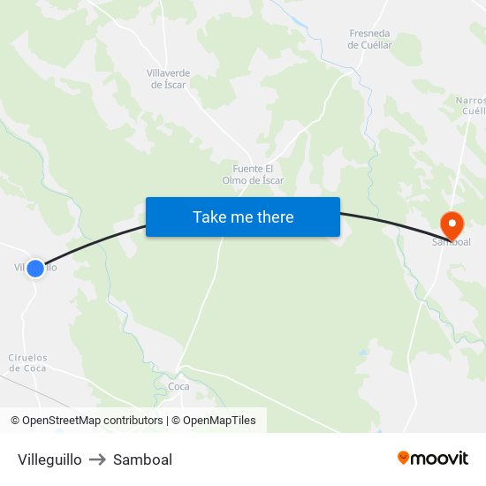 Villeguillo to Samboal map