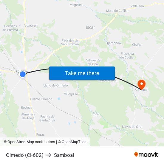 Olmedo (Cl-602) to Samboal map