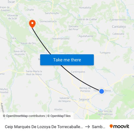 Ceip Marqués De Lozoya De Torrecaballeros to Samboal map