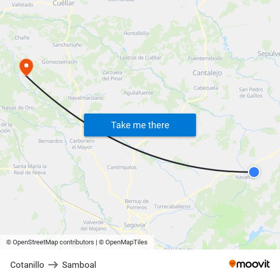 Cotanillo to Samboal map