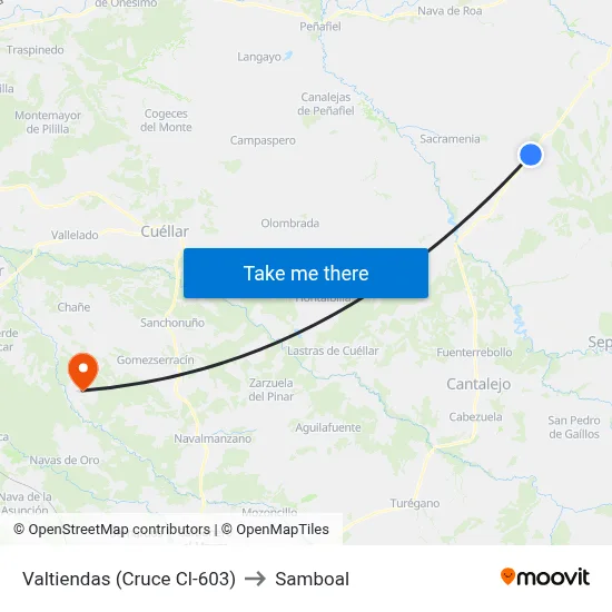 Valtiendas (Cruce Cl-603) to Samboal map