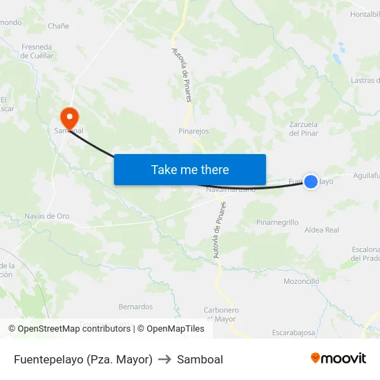 Fuentepelayo (Pza. Mayor) to Samboal map