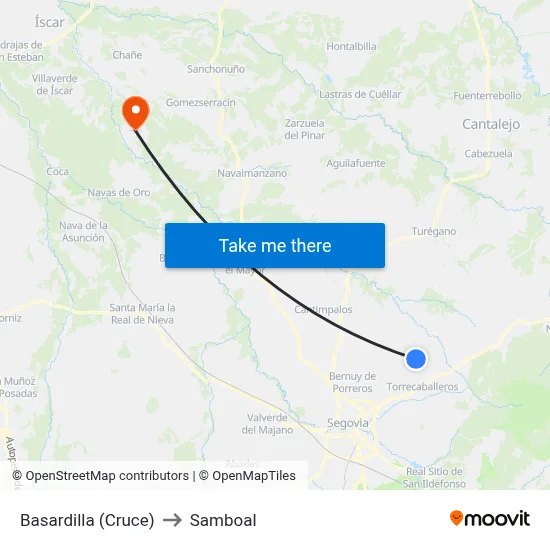 Basardilla (Cruce) to Samboal map