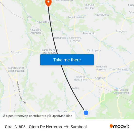 Ctra. N-603 - Otero De Herreros to Samboal map