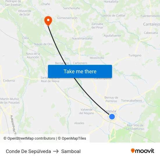 Conde De Sepúlveda to Samboal map
