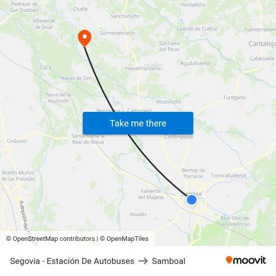 Segovia - Estación De Autobuses to Samboal map