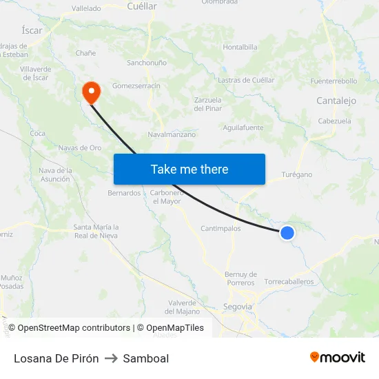 Losana De Pirón to Samboal map