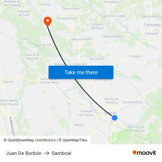 Juan De Borbón to Samboal map