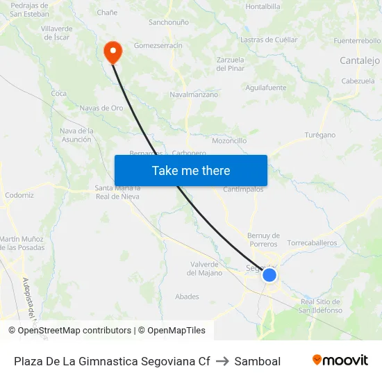 Plaza De La Gimnastica Segoviana Cf to Samboal map
