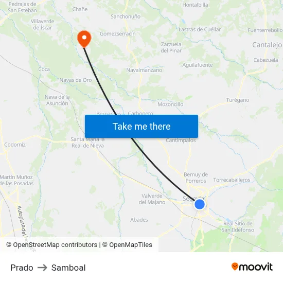 Prado to Samboal map