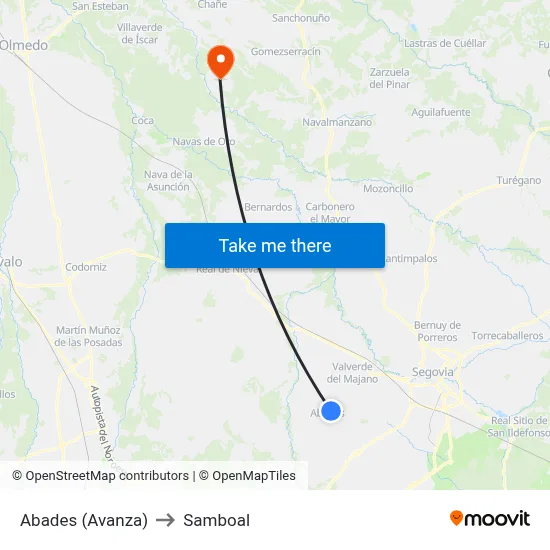 Abades (Avanza) to Samboal map