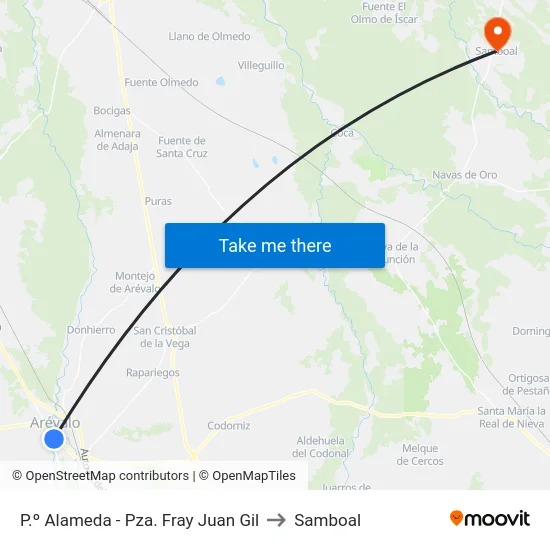 P.º Alameda - Pza. Fray Juan Gil to Samboal map