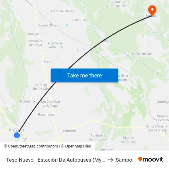 Teso Nuevo - Estación De Autobuses (Myla) to Samboal map