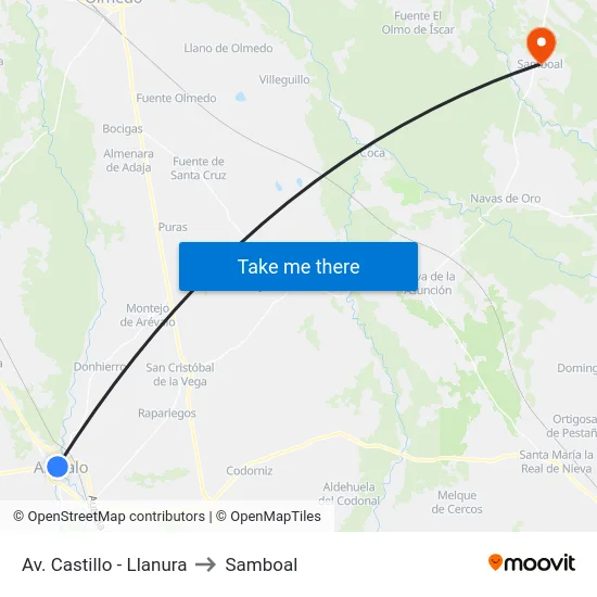 Av. Castillo - Llanura to Samboal map