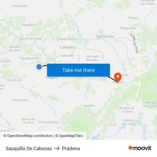 Sauquillo De Cabezas to Prádena map
