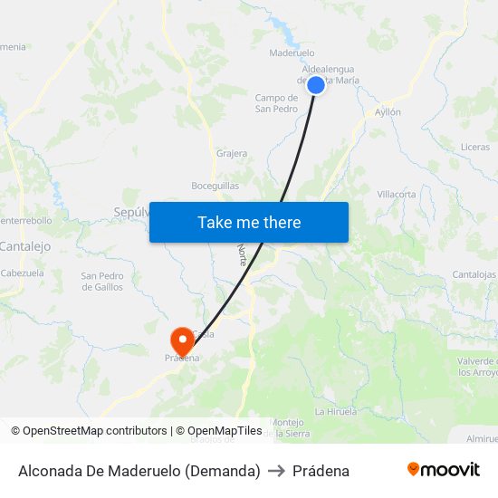 Alconada De Maderuelo (Demanda) to Prádena map
