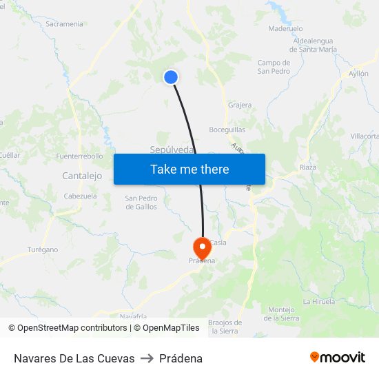 Navares De Las Cuevas to Prádena map