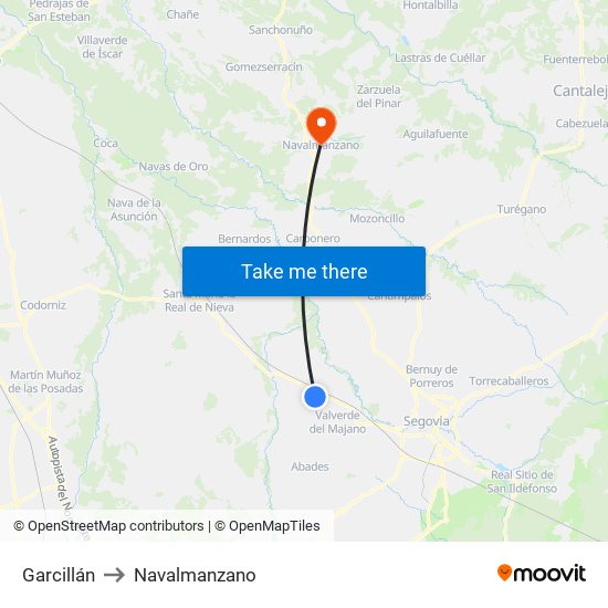 Garcillán to Navalmanzano map