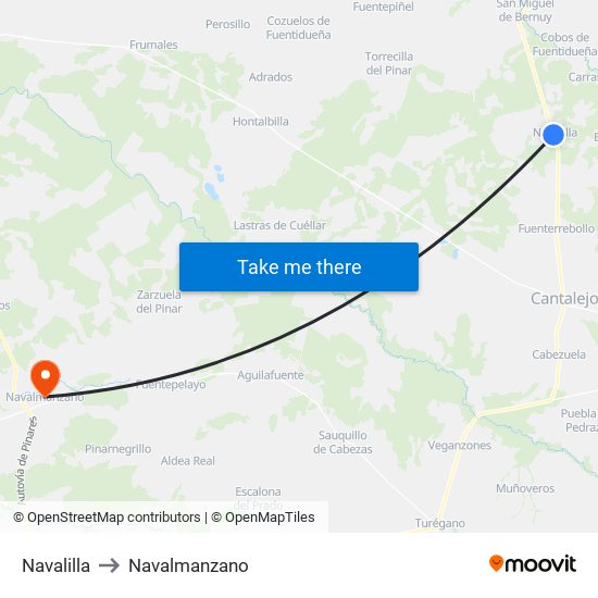 Navalilla to Navalmanzano map