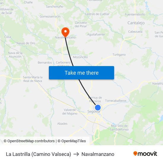 La Lastrilla (Camino Valseca) to Navalmanzano map