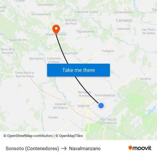 Sonsoto (Contenedores) to Navalmanzano map