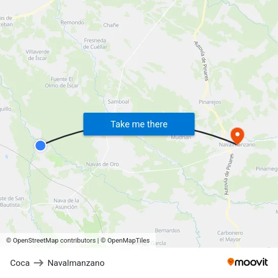 Coca to Navalmanzano map