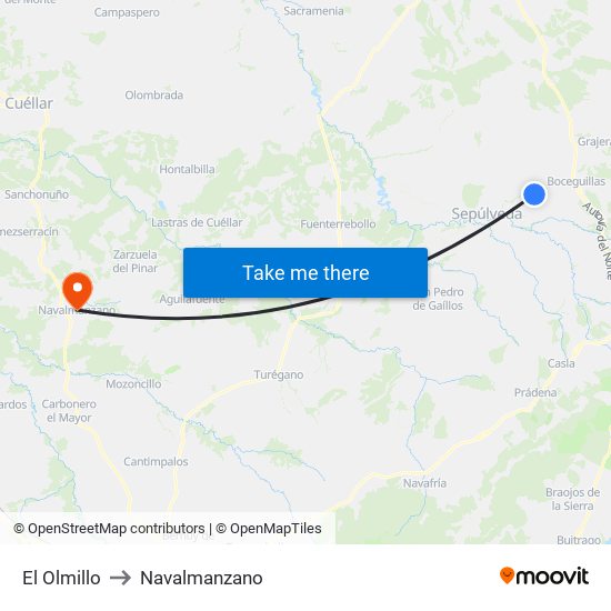 El Olmillo to Navalmanzano map