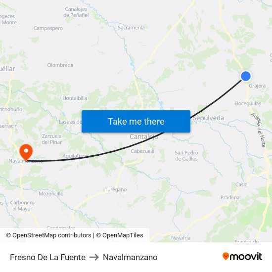Fresno De La Fuente to Navalmanzano map