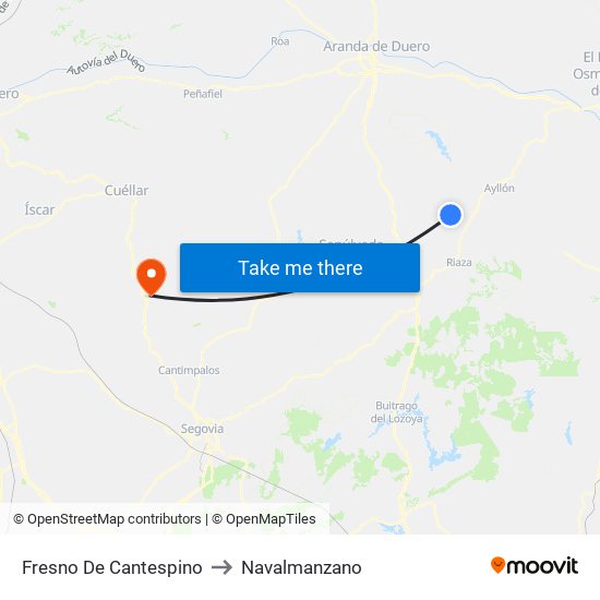 Fresno De Cantespino to Navalmanzano map