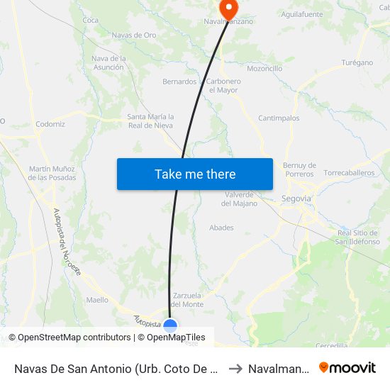 Navas De San Antonio (Urb. Coto De San Isidro) to Navalmanzano map