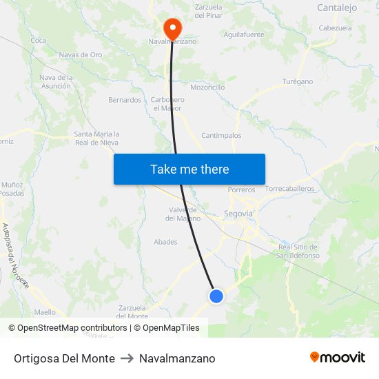 Ortigosa Del Monte to Navalmanzano map