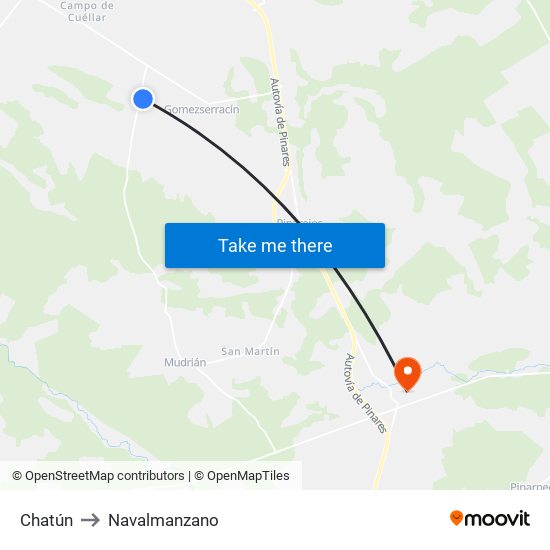 Chatún to Navalmanzano map