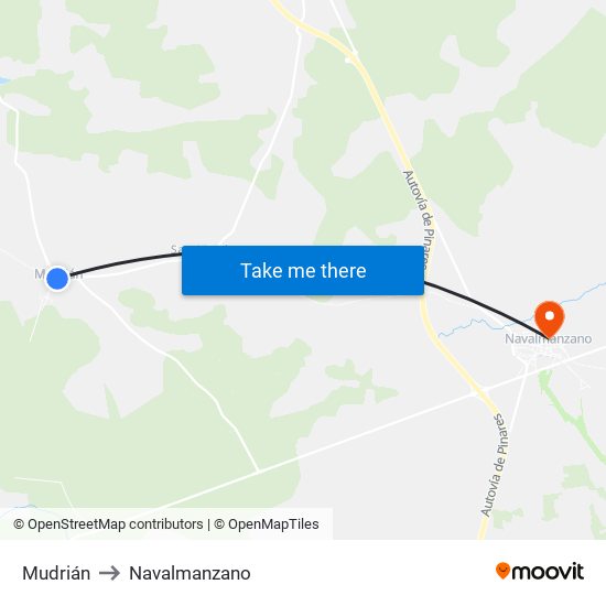 Mudrián to Navalmanzano map