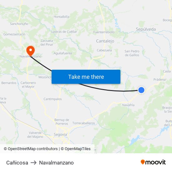 Cañicosa to Navalmanzano map