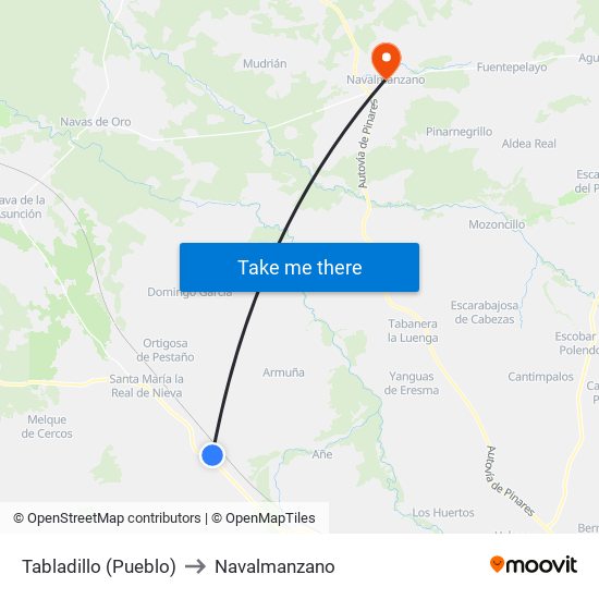 Tabladillo (Pueblo) to Navalmanzano map
