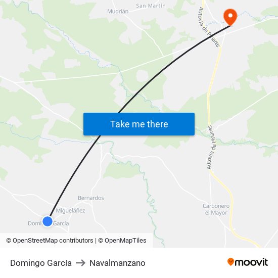 Domingo García to Navalmanzano map