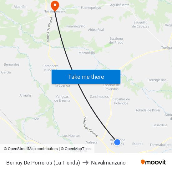 Bernuy De Porreros (La Tienda) to Navalmanzano map